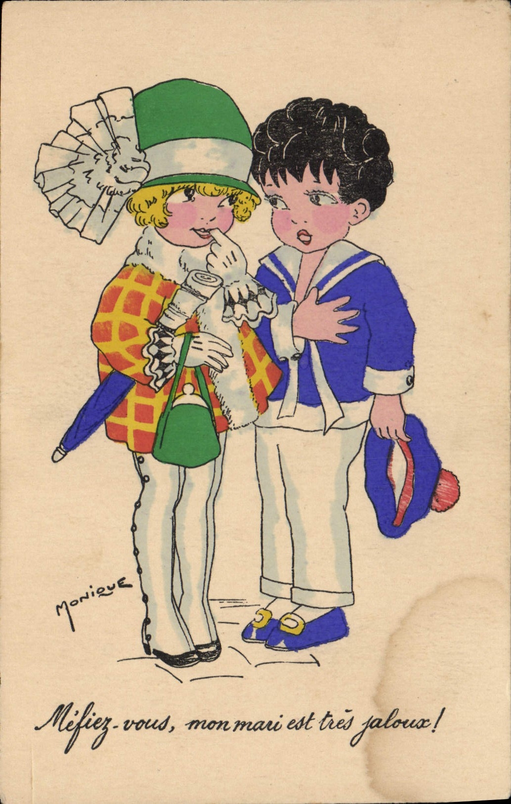 CPA Fantaisie Illustrateur Monique Enfants Mefiez vous 