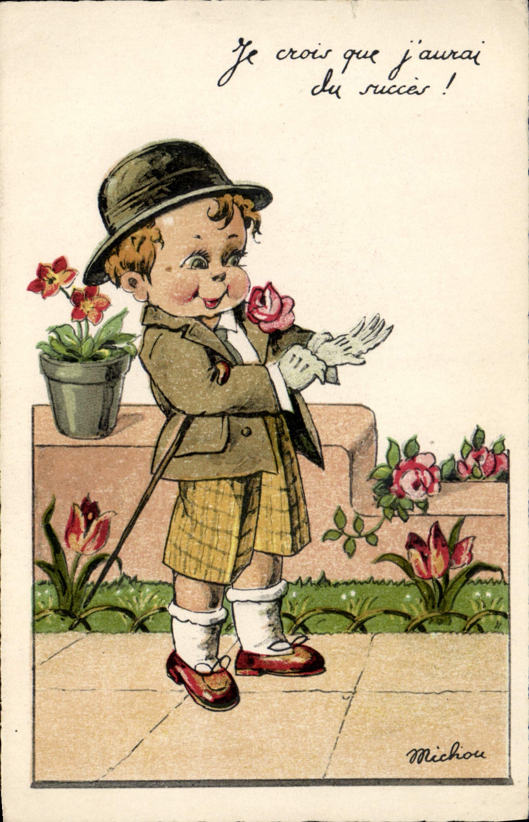 CPA Fantaisie Illustrateur Enfant Je crois que j'aurai du succes Michou 