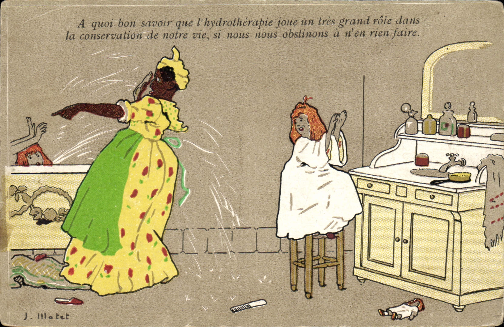 CPA Fantaisie Illustrateur Hydrotherapie 