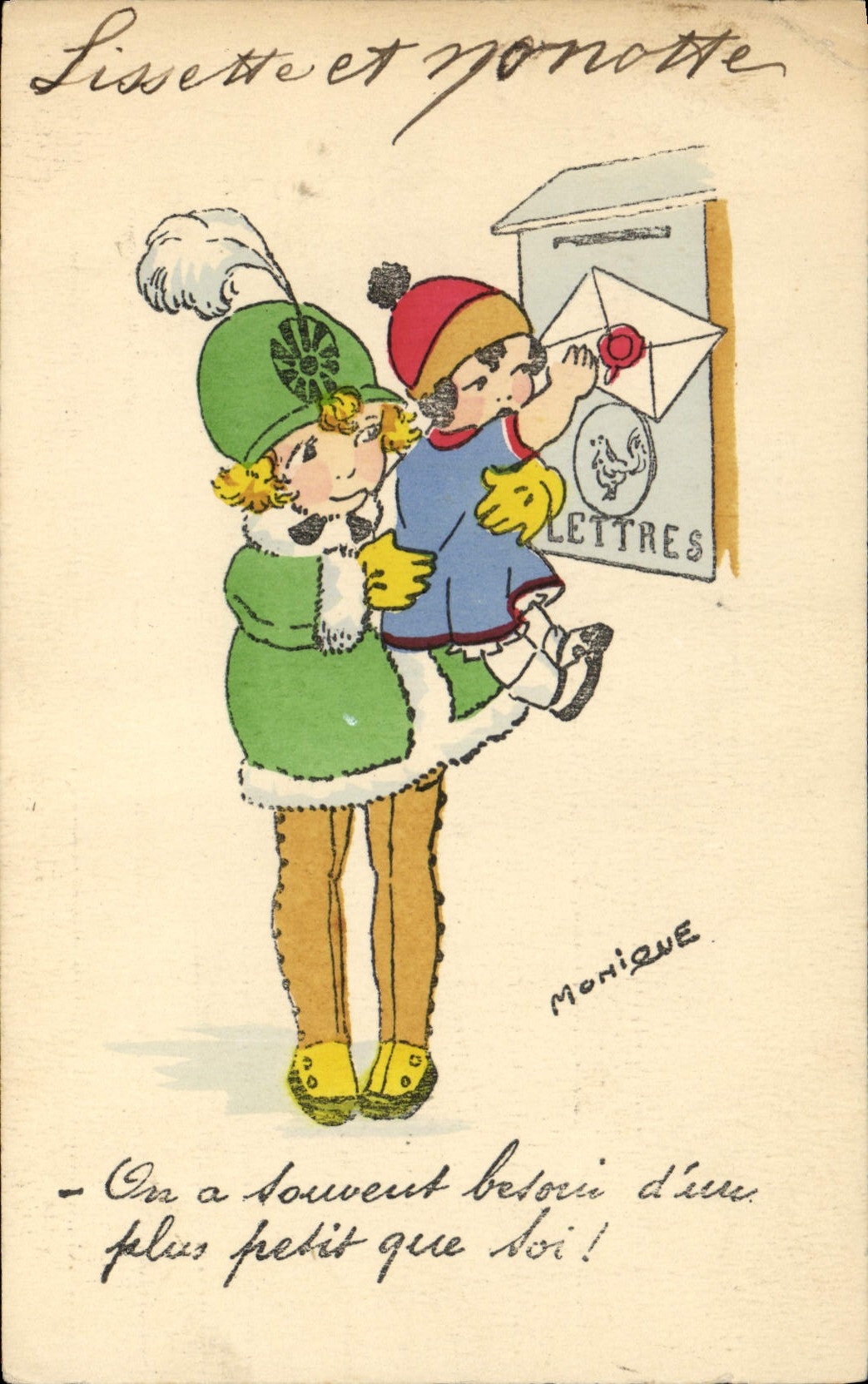 CPA Fantaisie Illustrateur Monique Enfants Boite aux lettres 