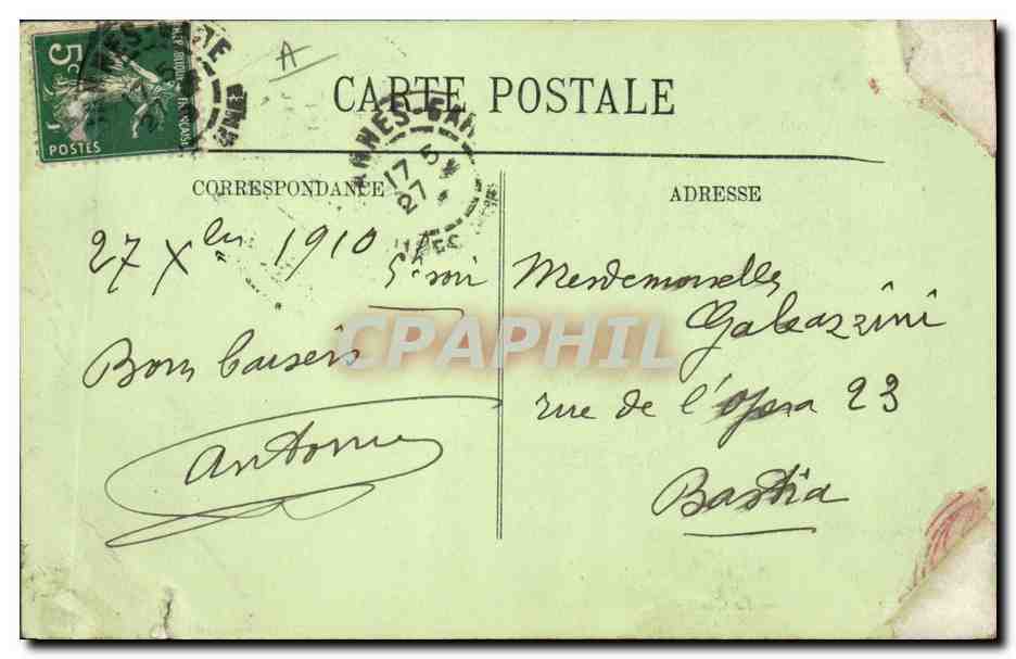 CPA Kiosque Cannes Le concert sur la Place du casino  — Verso