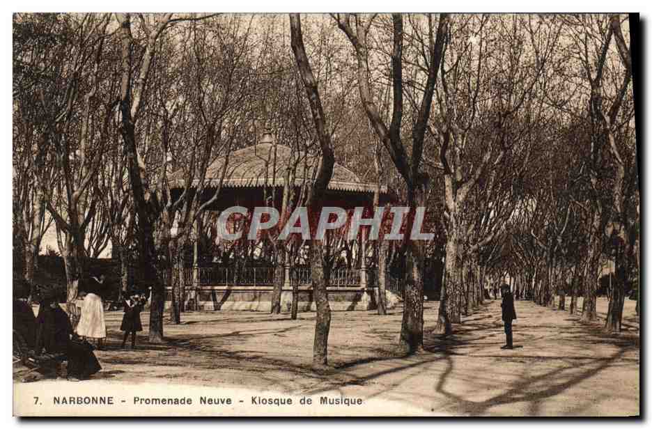 CPA Kiosque de musique Promenade neuve Narbonne 