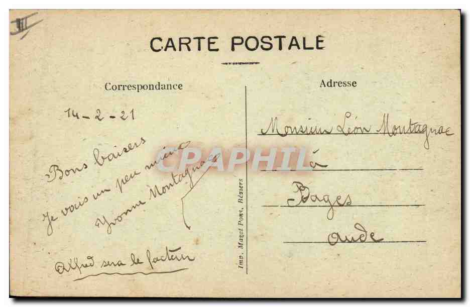 CPA Kiosque a musique Beziers  — Verso