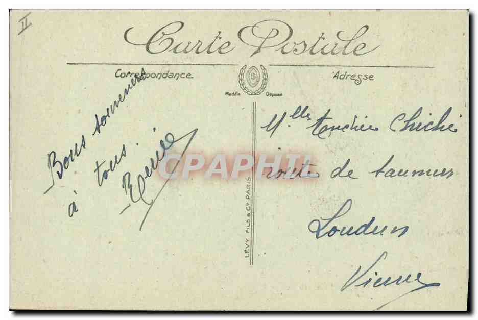 CPA Kiosque Loches Le jardin public  — Verso