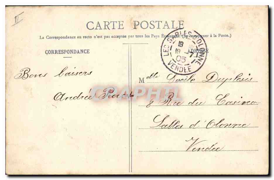 CPA Kiosque Jardin du rocher Troyes  — Verso