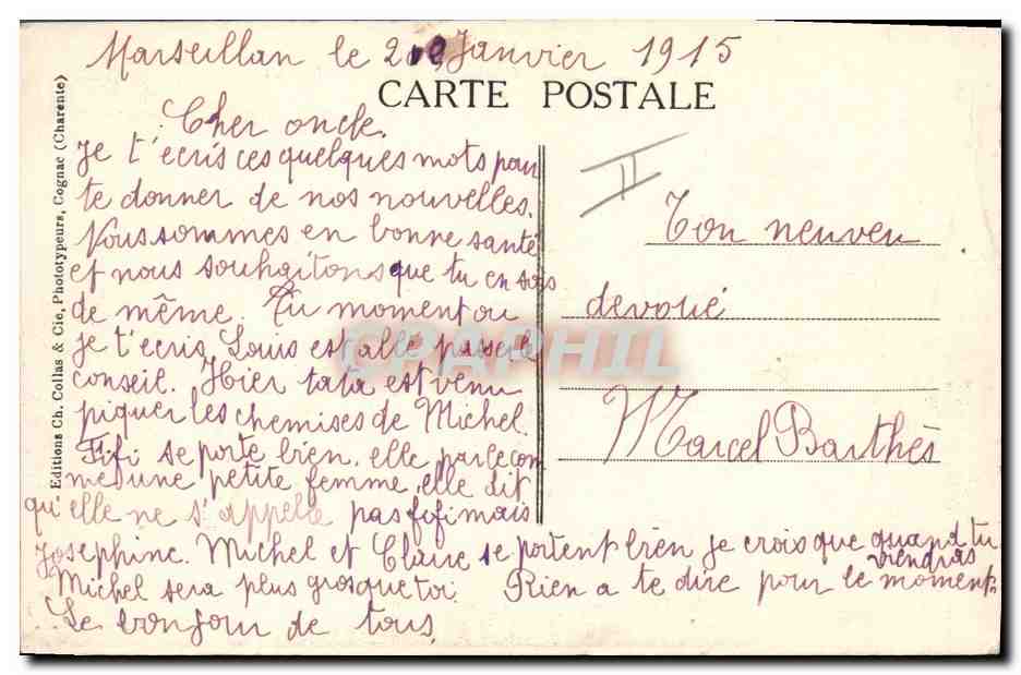 Arrivée à Boulogne de l'État-Major du Général French — Croquis de Guerre 1914 — Éditeur Ch. Collins & Cie, n°39 — Reverso