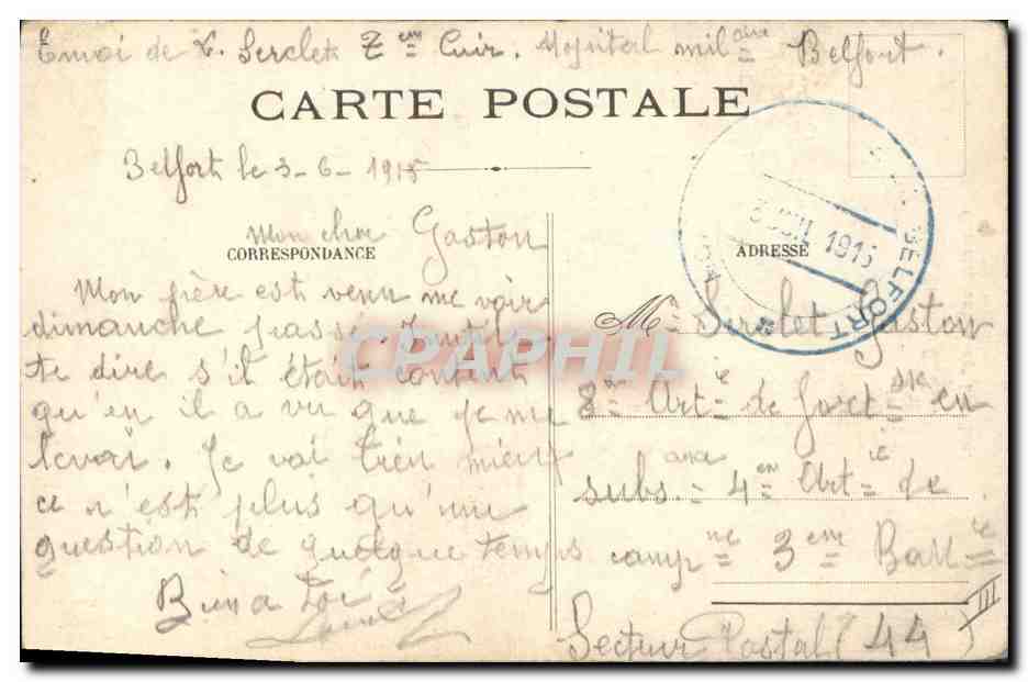 CPA Militaria General Cure Commandant la 14eme Division  — Verso