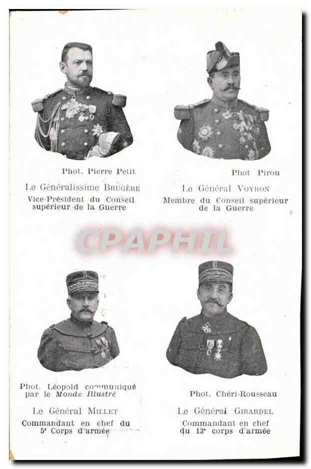 CPA Militaria Generalissime Brugere General Voyron Millet Girardel 