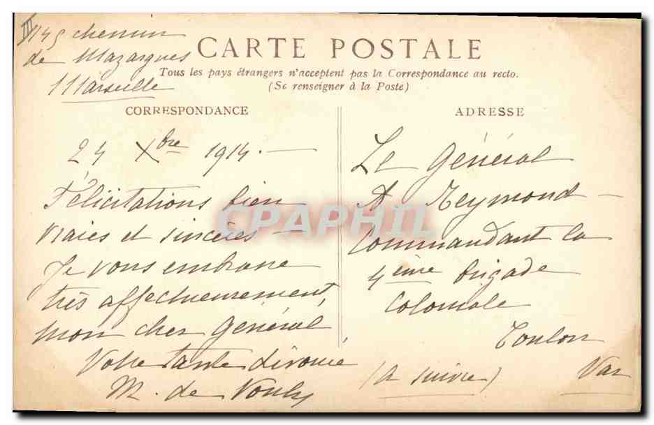 CPA Militaria Amiral Boue de Lapeyrere  — Verso