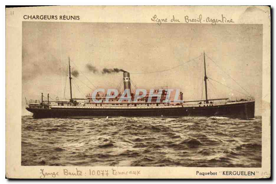 CPA Bateau Paquebot Kerguelen Chargeurs Reunis 