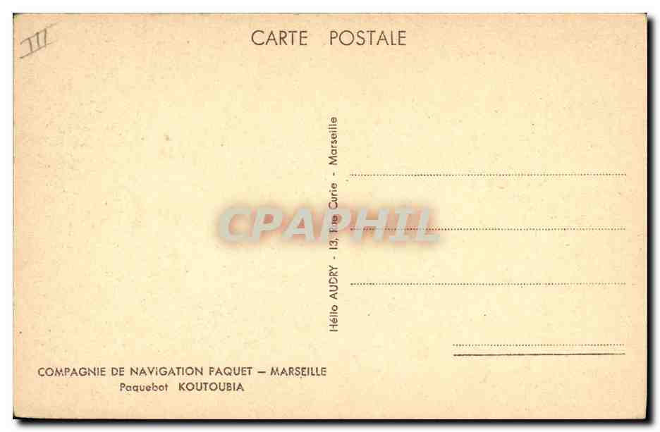Paquebot Koutoubia — Compagnie de Navigation Faquet — Marseille — Rückseite