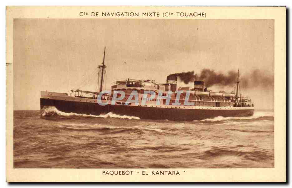 CPA Bateau Paquebot El Kantara Cie de Navigation Mixte Cie Touache