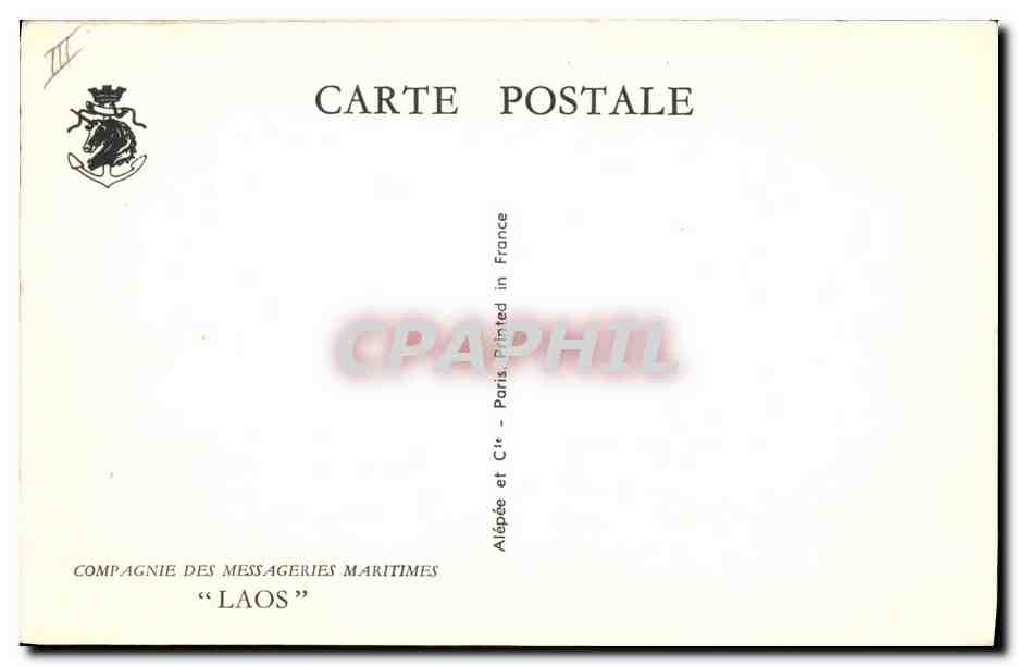 CPA Bateau Paquebot Compagnie des Messageries Laos — Verso