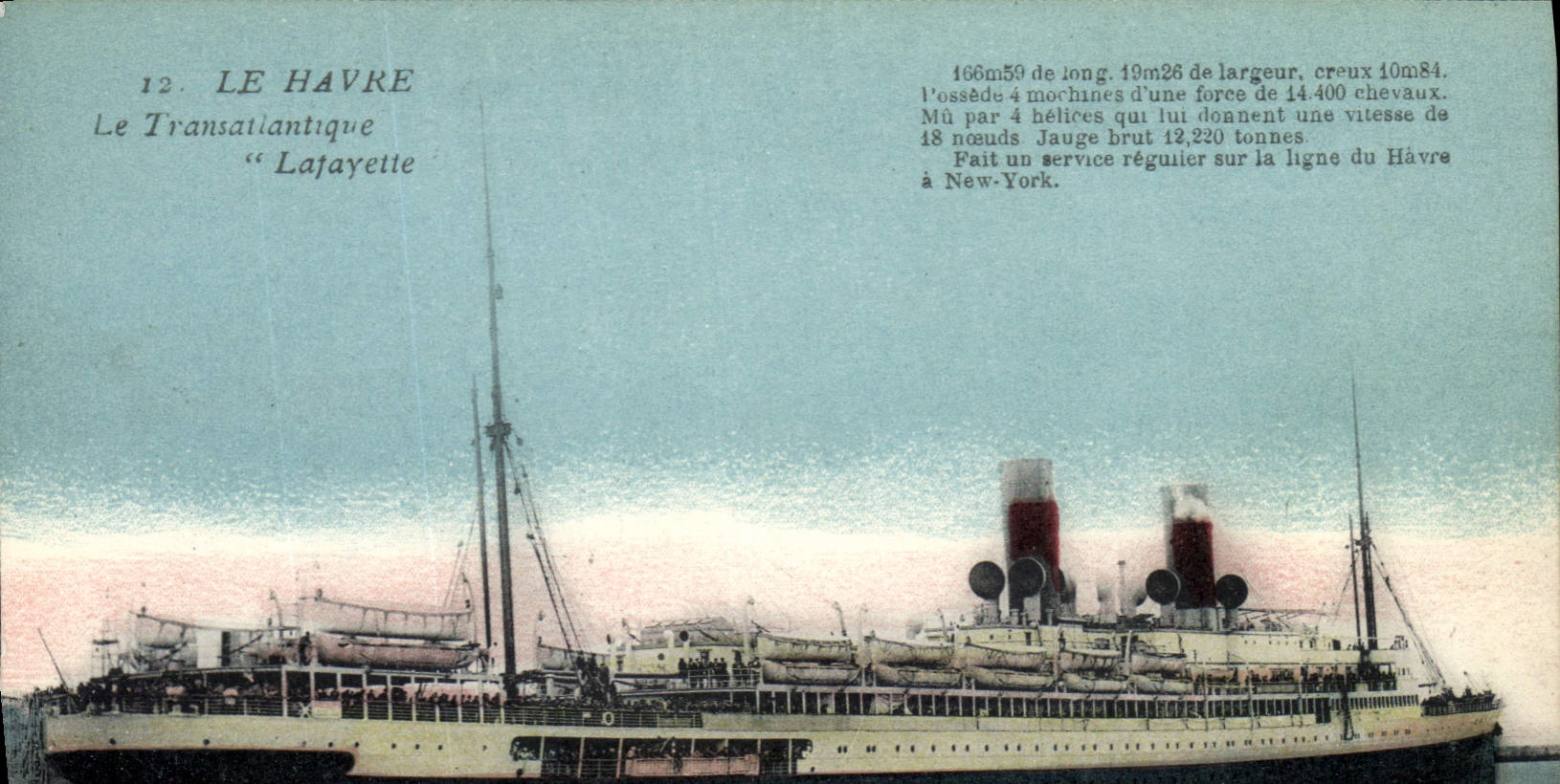 Le Transatlantique "Lafayette" — Le Havre — Éditeur MP Le Doley, Paris, n°12