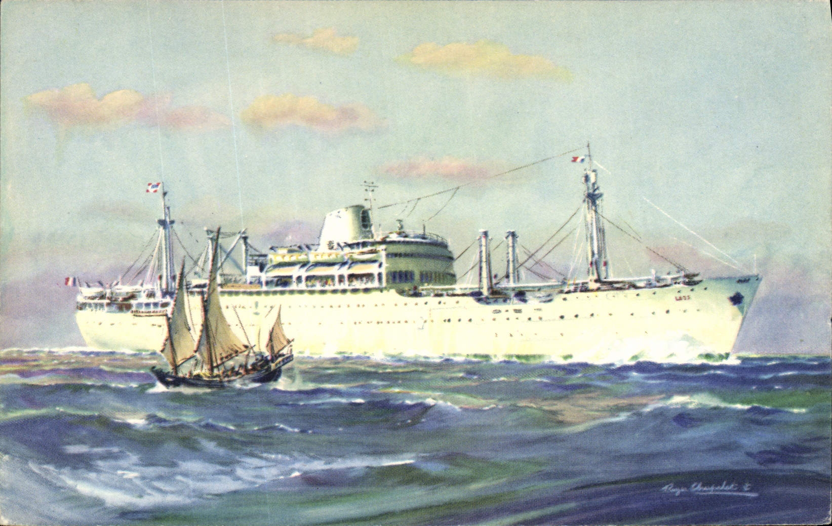 CPA Bateau Paquebot Compagnie des Messageries Laos