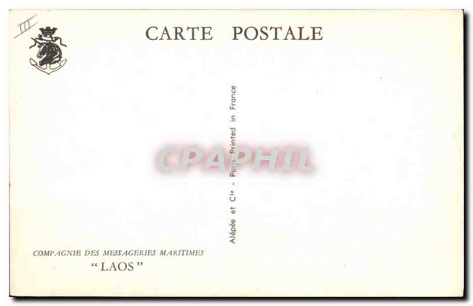 CPA Bateau Paquebot Compagnie des Messageries Laos — Verso