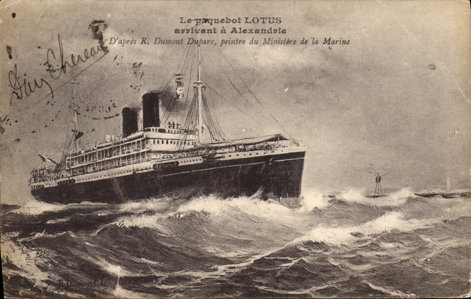 CPA Bateau Paquebot Lotus arrivant a Alexandrie Egypte Egypt
