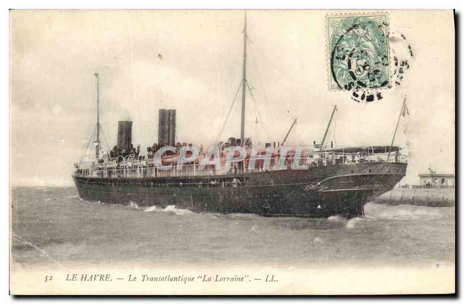 CPA Bateau Paquebot Le Havre Le Transatlantique La Lorraine