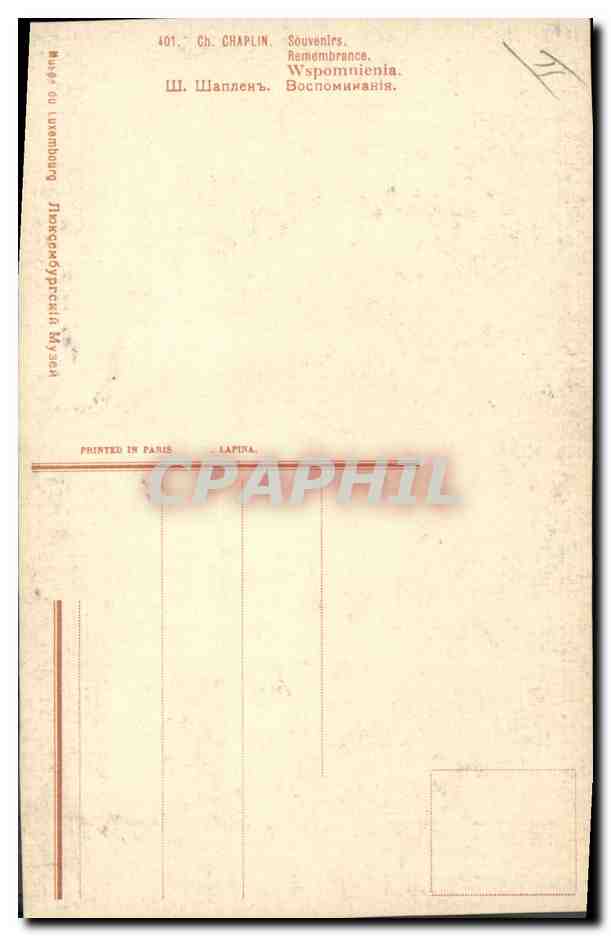 CPA Erotique Chaplin Souvenirs  — Verso