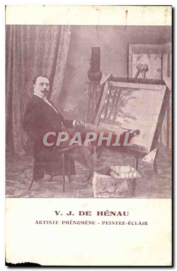 V. J. DE HÉNAU — Fantastisch kunstenaar - Bliksemschilder — zonder uitgever of nummer zichtbaar