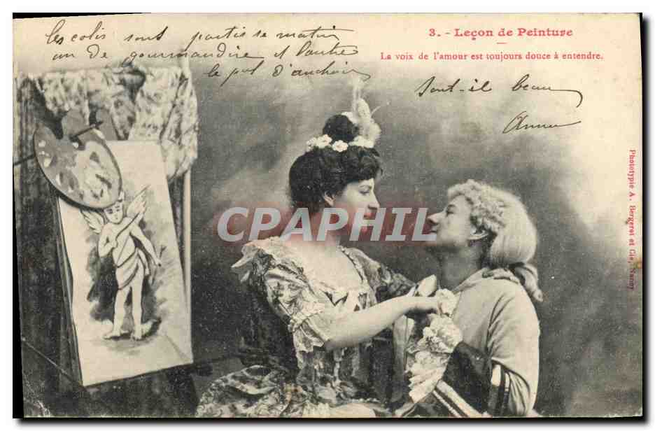 CPA Femme Lecon de peinture
