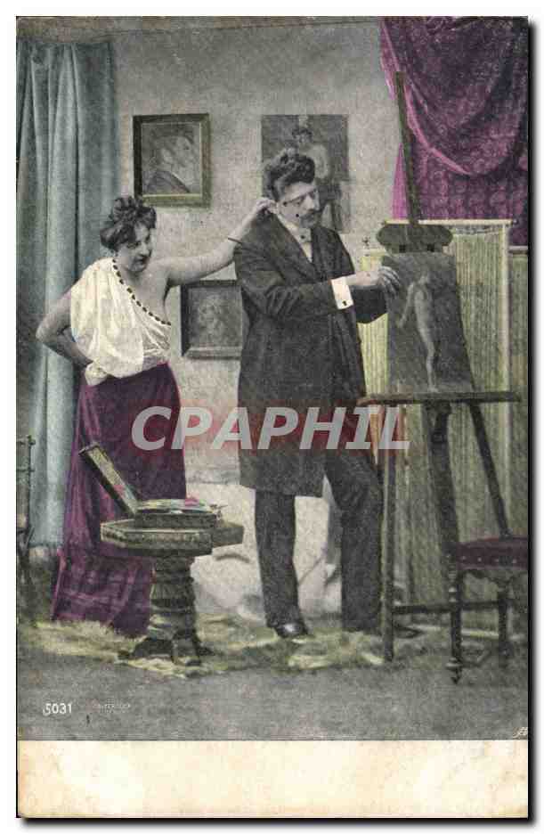 Peintre et modèle dans atelier — éditeur anonyme, n° 5031