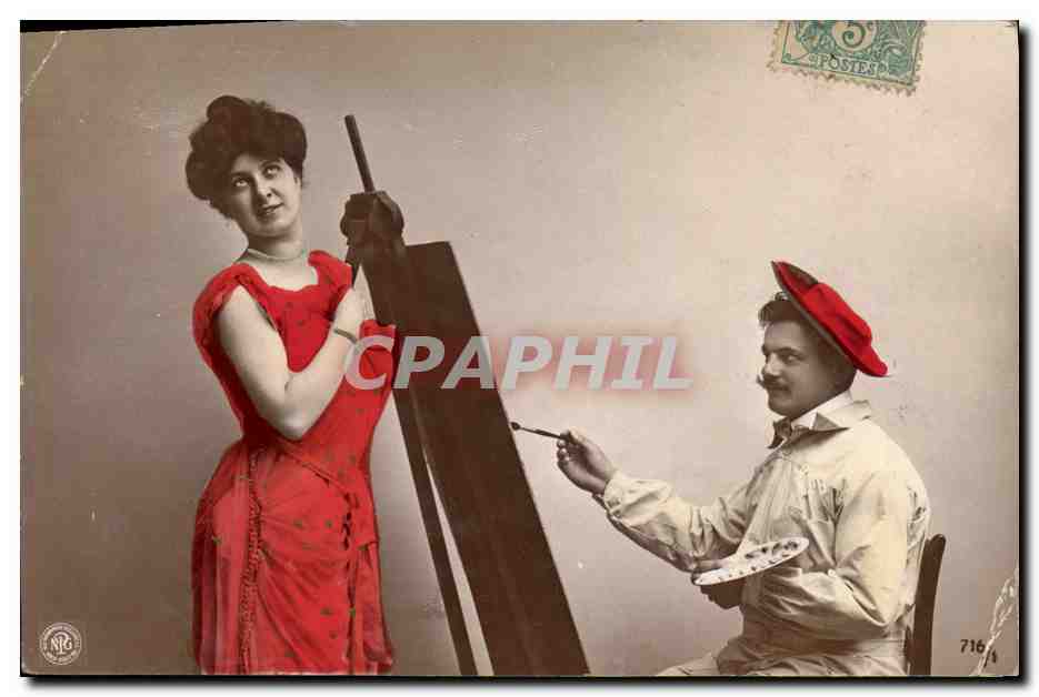 CPA Femme Peinture 