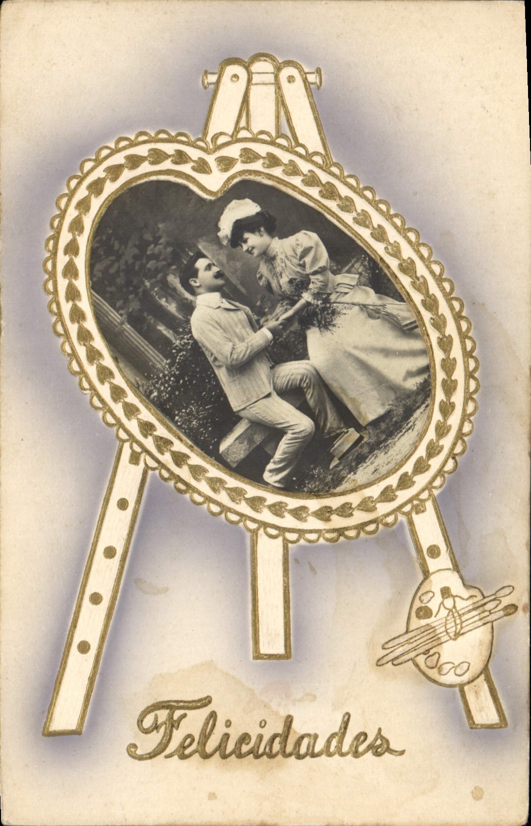 Cadeau de Félicitations — couple en scène — éditeur inconnu, n° de série non visible