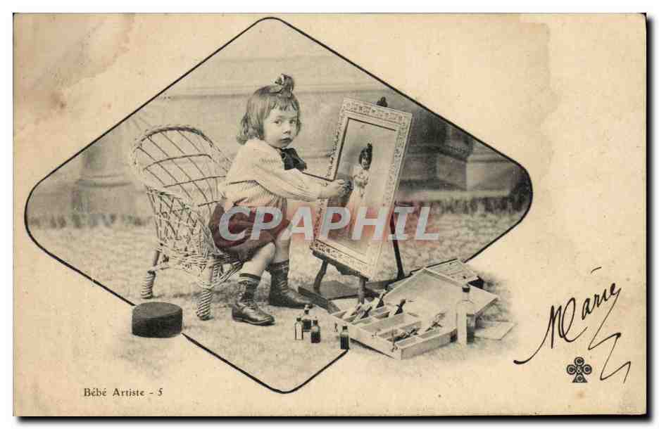 CPA Enfant Peinture Peintre Bebe artiste 