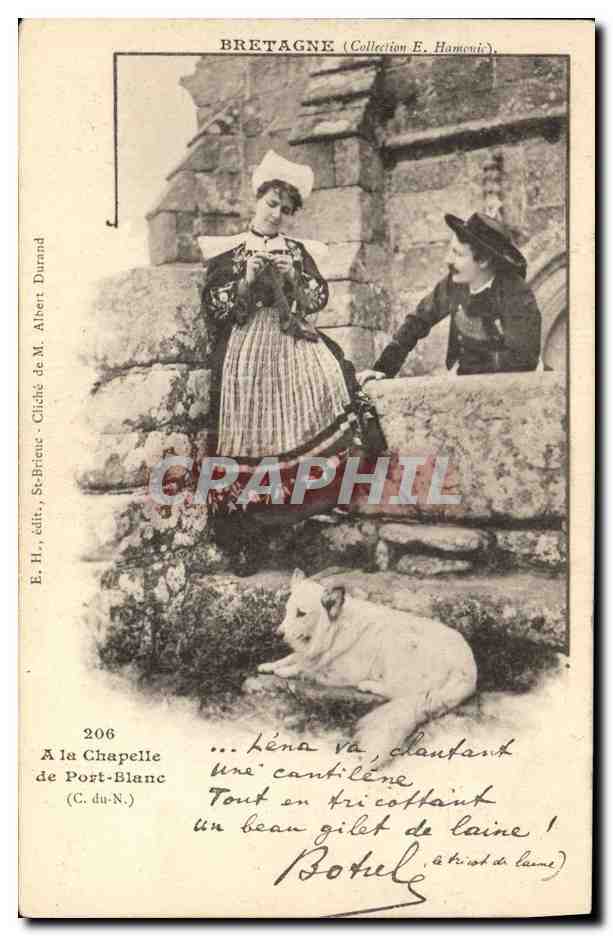 CPA Folklore Botrel Bretagne A la chapelle de Port Blanc