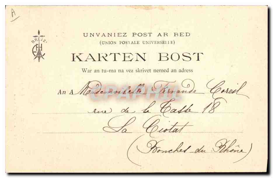 CPA Folklore Botrel Bretagne Le p'tit gas Enfant — Verso