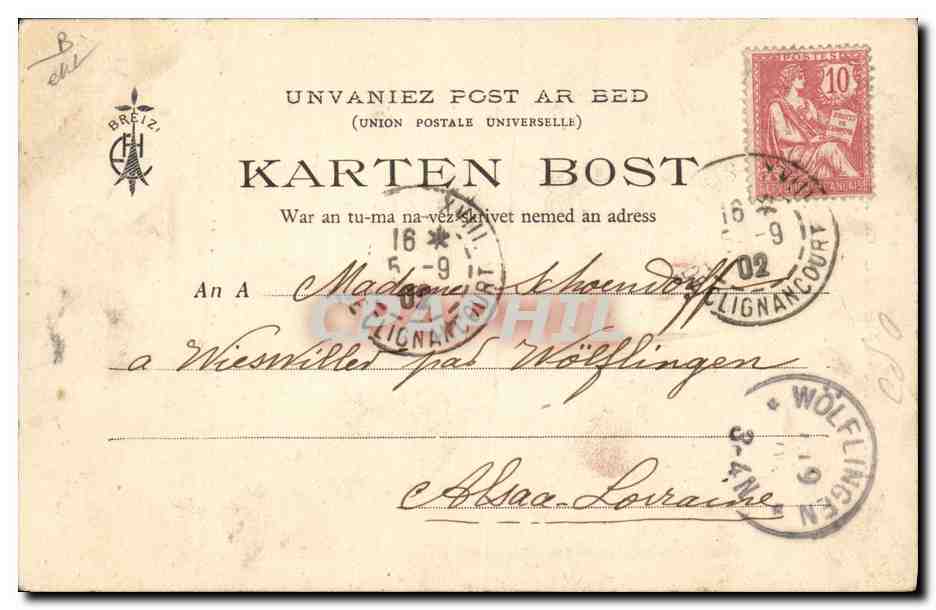 CPA Folklore Botrel Bretagne Vieille paysanne de Cornouailles — Verso