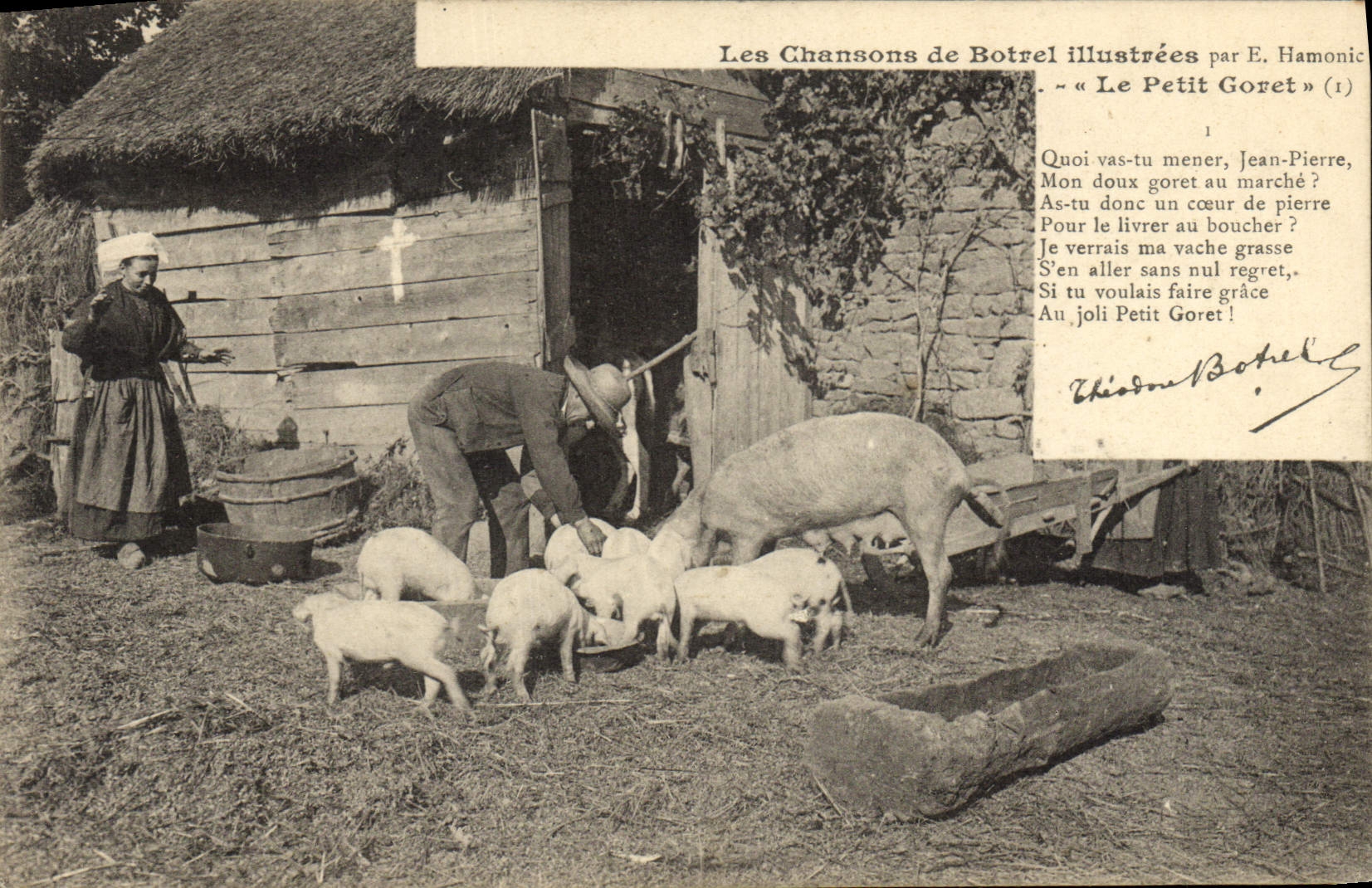 CPA Folklore Botrel Les chansons de Botrel illustrees le petit goret Cochon Porc