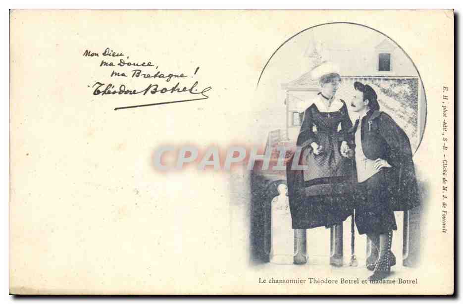 CPA Folklore Le chansonnier Theodore Botrel et madame Botrel