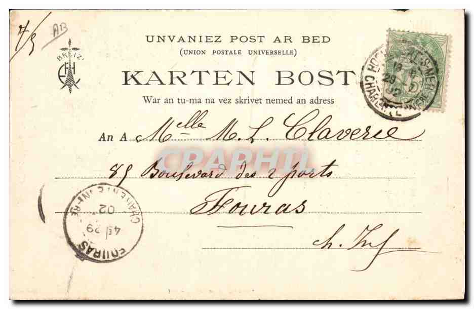 CPA Folklore Botrel Bruyere Bretonne ASM l'empereur de Russie Russia  — Verso