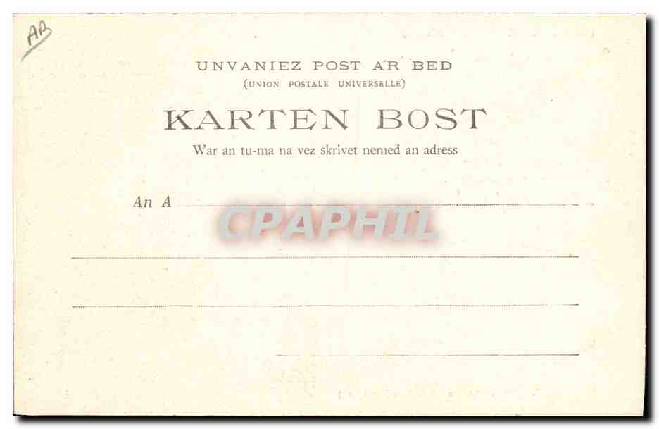 CPA Folklore Botrel Bretagne Bretons en priere — Verso