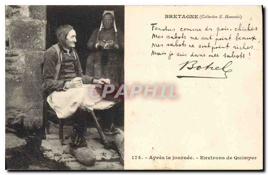 CPA Folklore Breagne Botrel Apres la journee Environs de Quimper