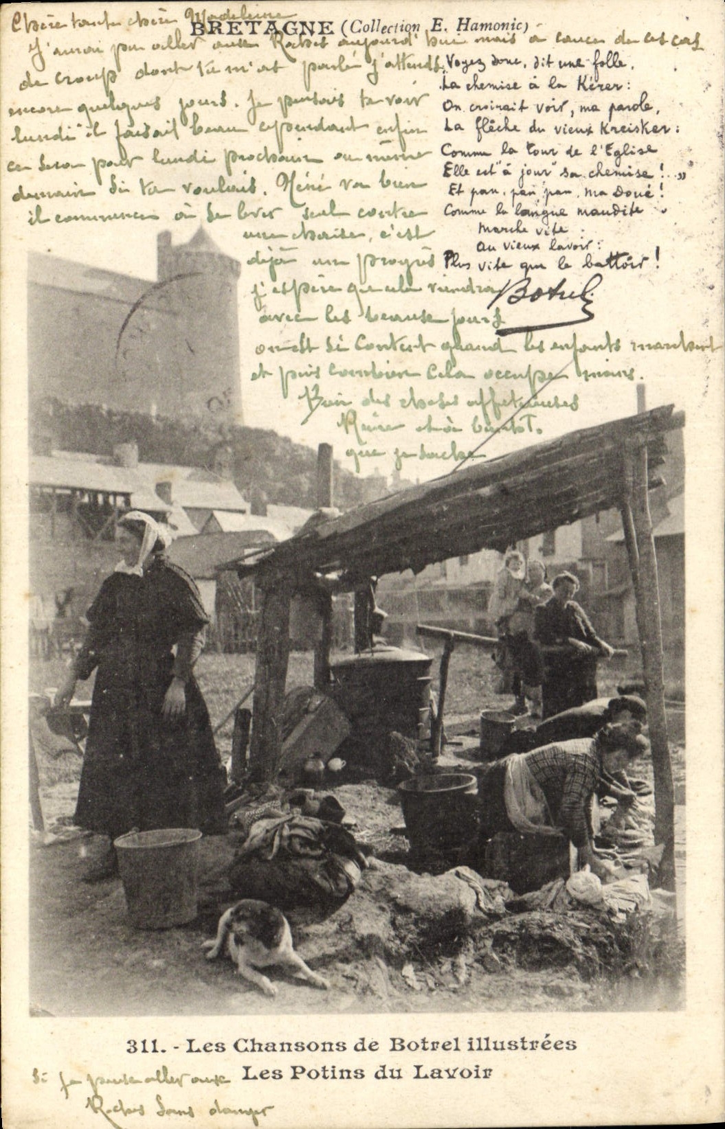 CPA Folklore Botrel Les chansons de Botrel illustrees Les potins du lavoir