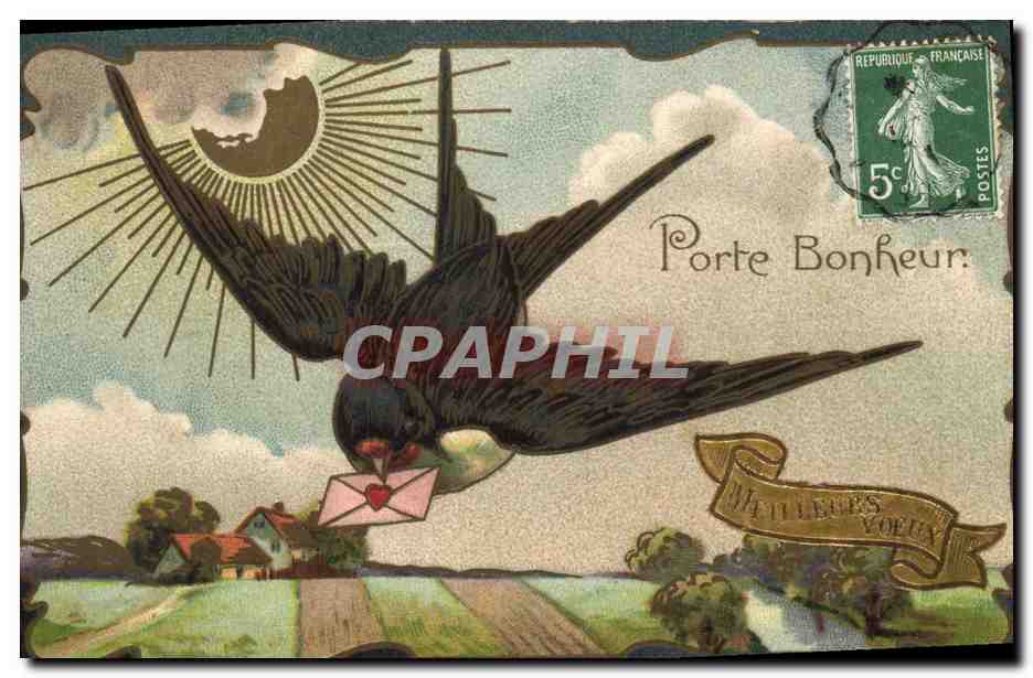 Oiseau portant une lettre — Porte Bonheur — Éditeur non visible