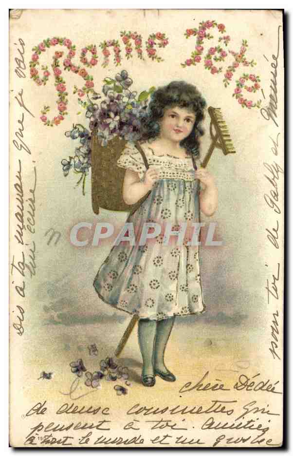 CPA Fantaisie Fleurs Enfant