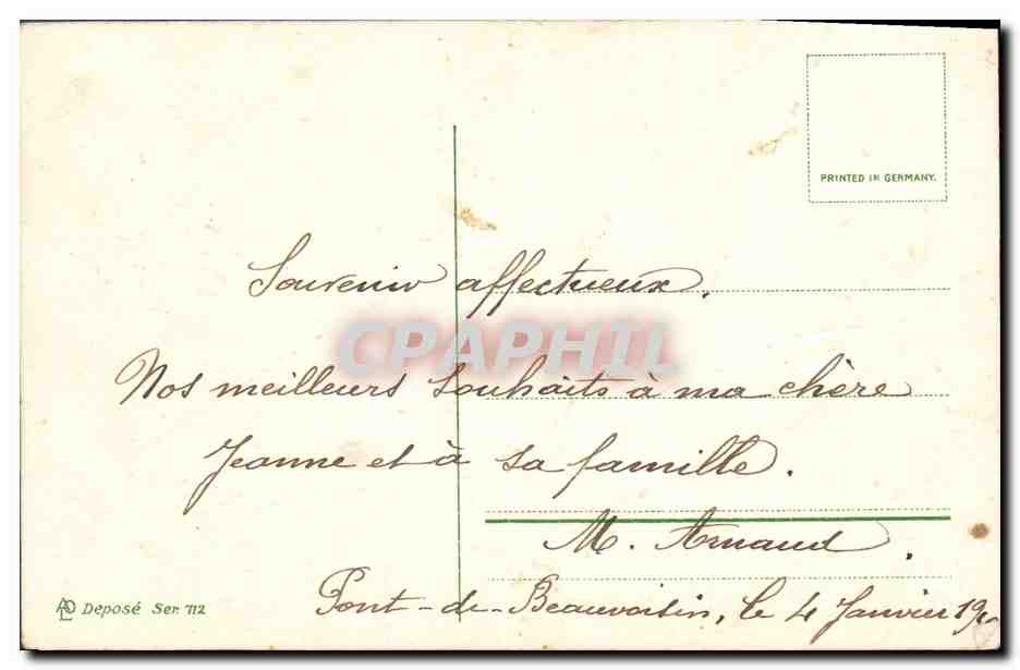 CPA Fantaisie Fleurs Moulin a vent — Rückseite