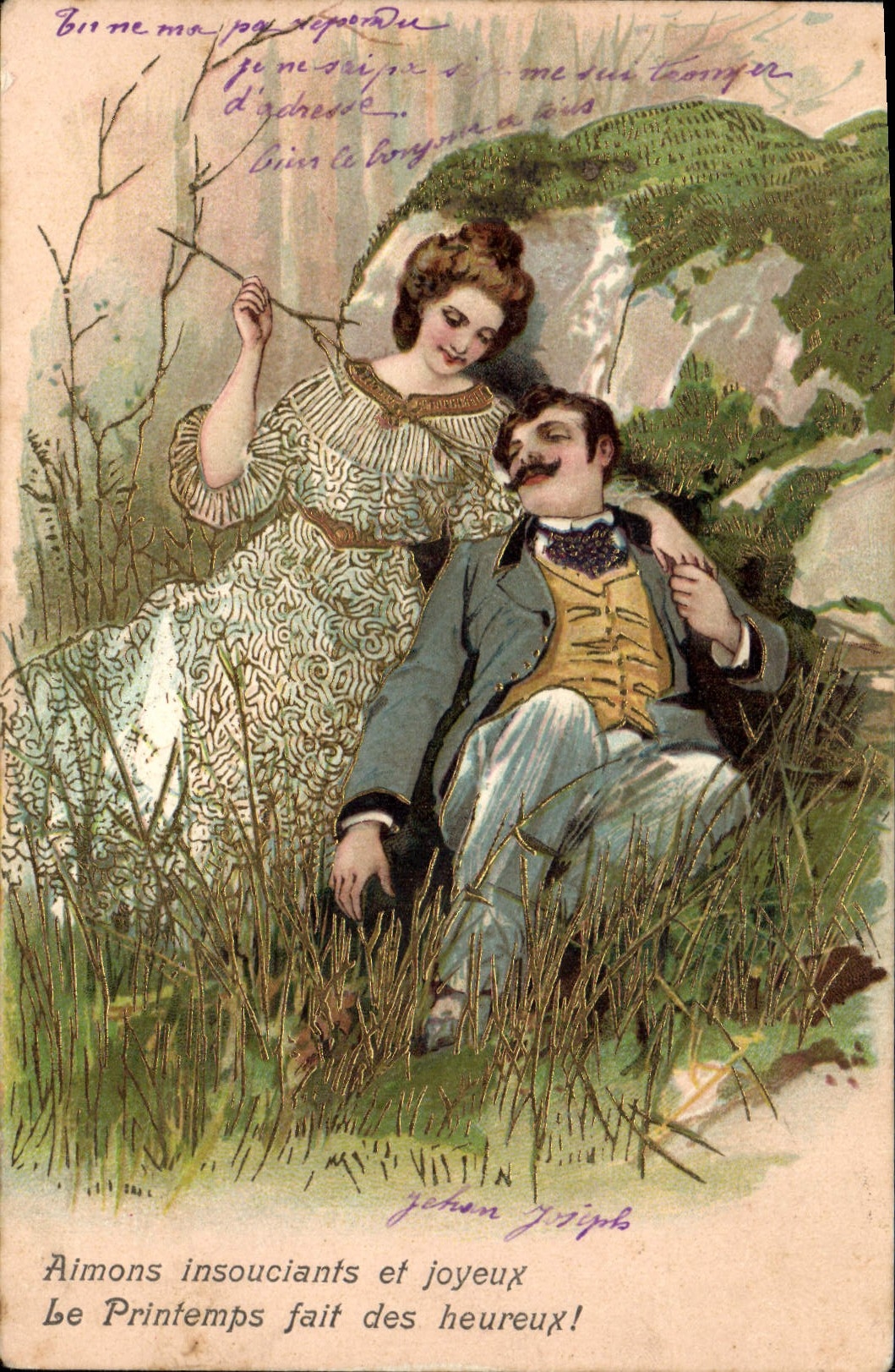 CPA Fantaisie Fleurs Femme