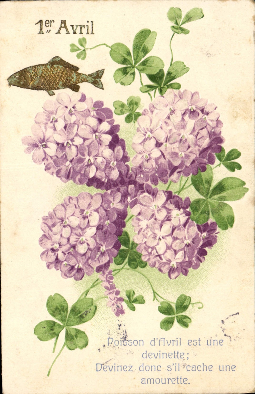CPA Fantaisie Fleurs Poisson 1er Avril