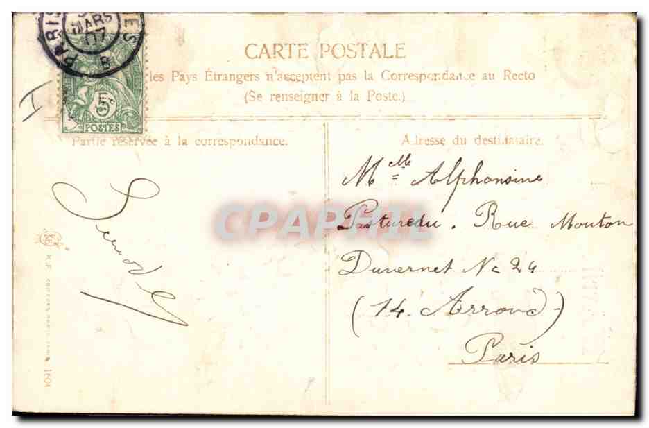 CPA Fantaisie Fleurs Poisson 1er Avril — Rückseite