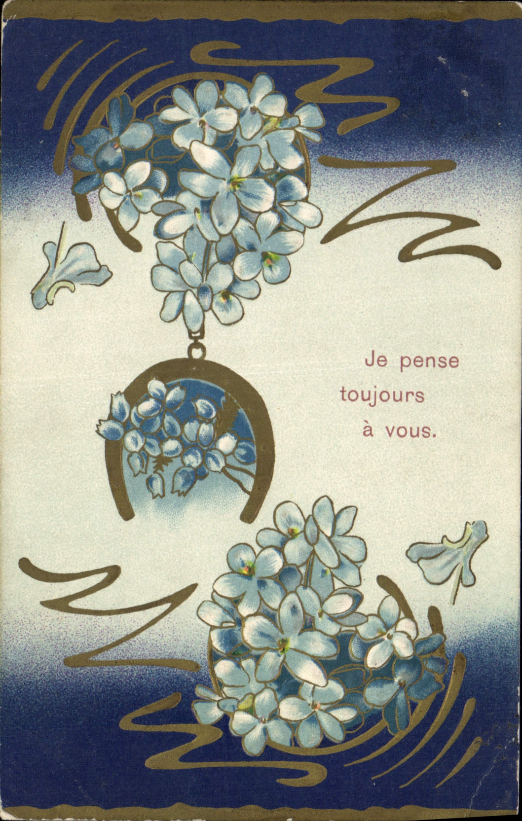 CPA Fantaisie Fleurs Fer a cheval