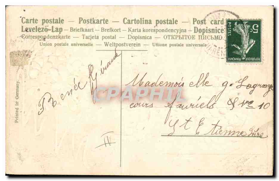 CPA Fantaisie Fleurs Fer a cheval — Rückseite