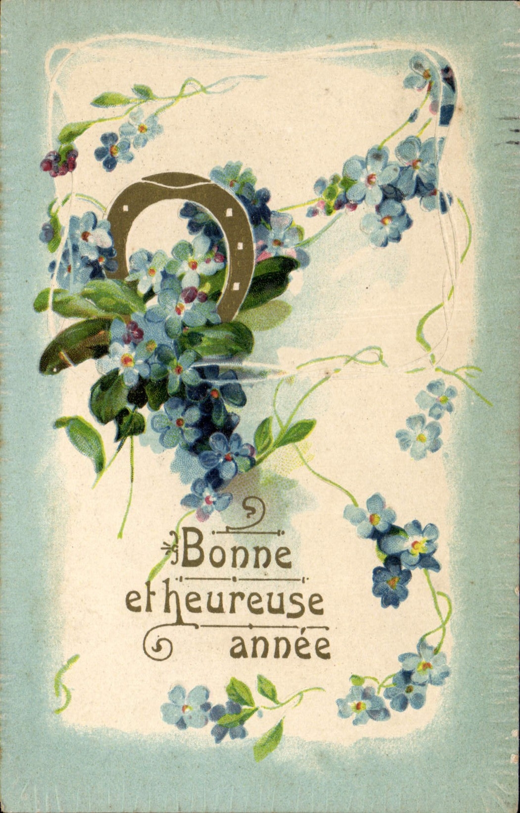 CPA Fantaisie Fleurs Fer a cheval
