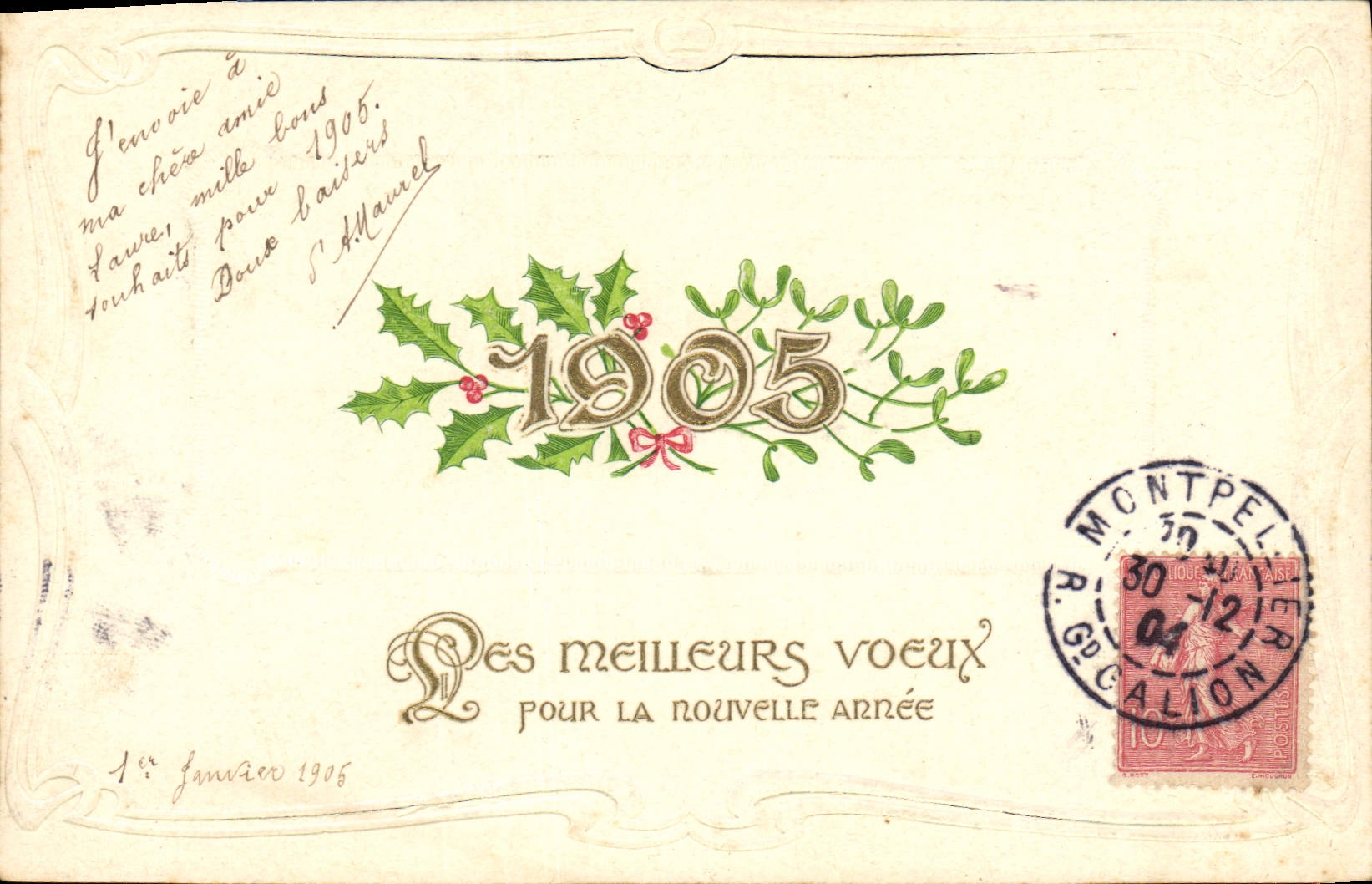 CPA Fantaisie Fleurs Annee 1905