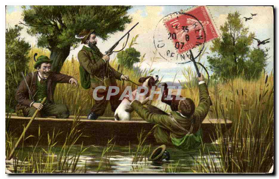 CPA Chasse Chasseur Chien