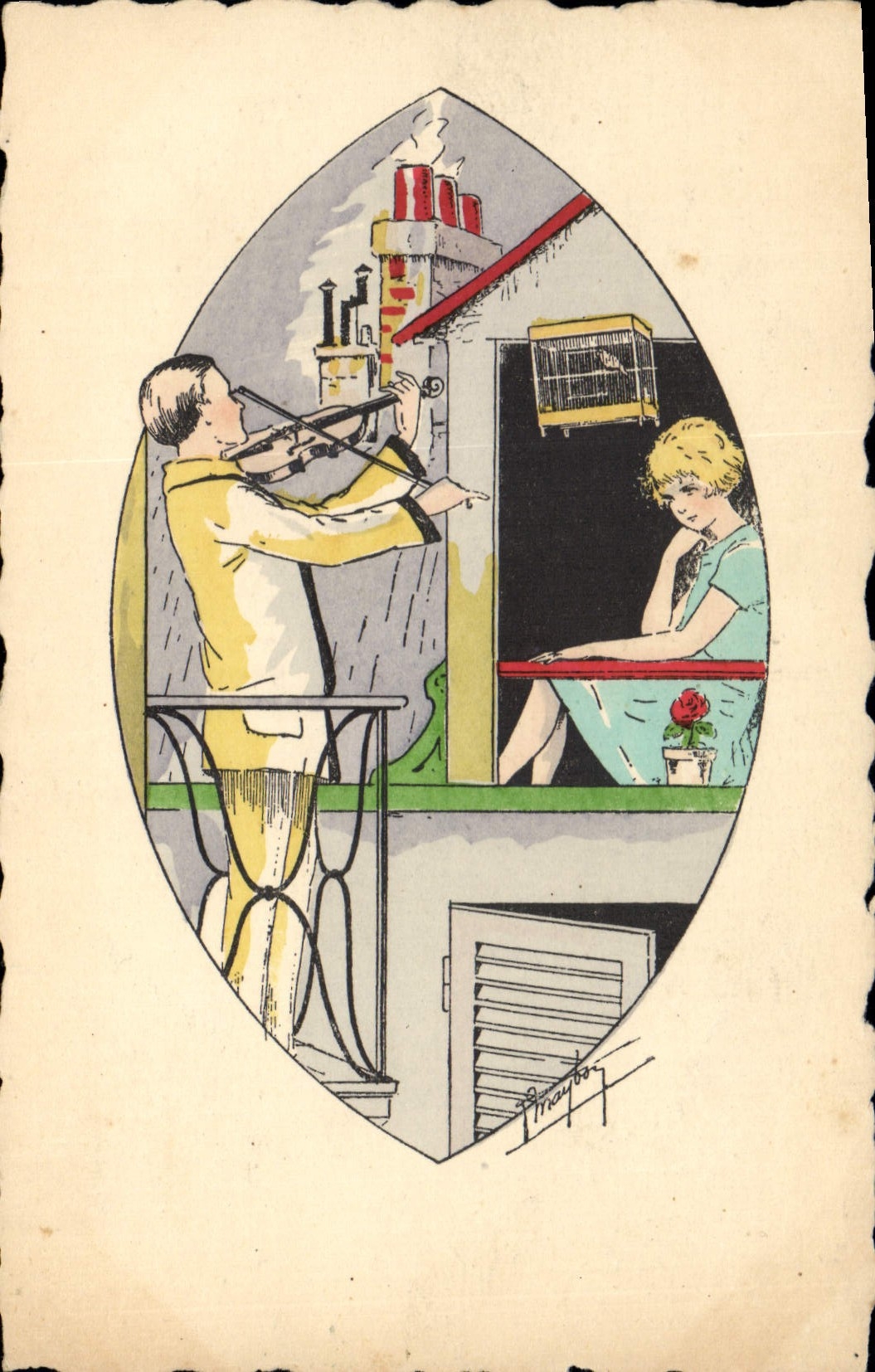 CPA Fantaisie Illustrateur Femme Violon